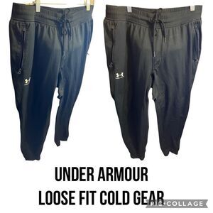 Under Armour Retro Y2K Men’s Black Soccer/Sweatpants Loose Fit Cold Gear w/Side